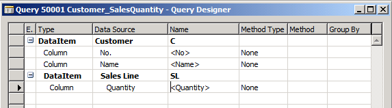 Query Designer for Customer Sales query